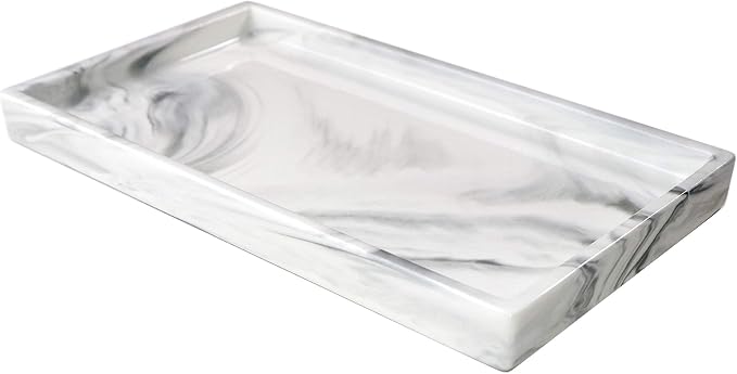 Marble Tray for Bathroom Counter Decor Ceramic Perfume Organizer Vanity Tray by Goporcelain