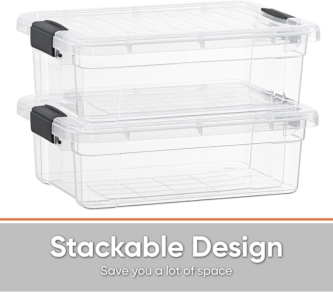 Superio Storage Bins with Lids- 6 Pack, 7.4 Qt Clear Boxes - Image 4