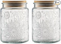 ANSQU 2 Pack Vintage Glass Storage Jar, 23.7 FL OZ Glass Food Storage Containers by ANSQU