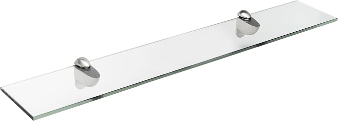 Spancraft Glass H-12x21-Brushed Steel Heron Glass Shelf, Brushed Steel by Spancraft