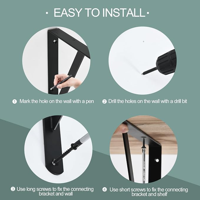 4 Pack L11 x H 8" Black Heavy Duty Shelf Brackets - Image 4
