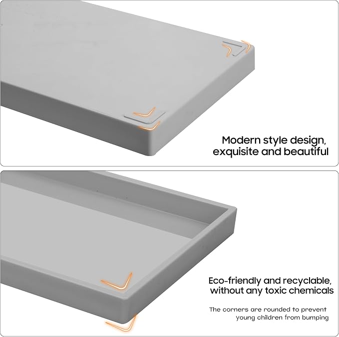 Vanity and Bathroom Tray, 9.8" ABS Countertop Organizer, Waterproof Vanity Tray - Image 7