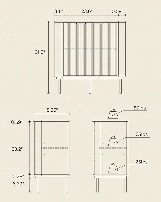 Modern Corner Cabinet, Fluted Wood Floor Storage Cabinet - Image 2