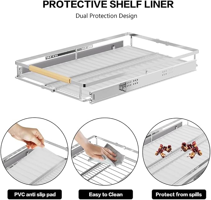 Expandable Pull Out Cabinet Drawer, Slide Out Shelves Heavy Duty Metal - Image 2