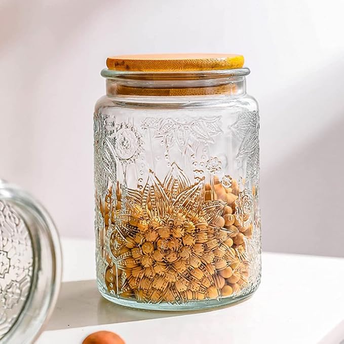 ANSQU 2 Pack Vintage Glass Storage Jar, 23.7 FL OZ Glass Food Storage Containers - Image 5