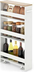 Giantex Slim Storage Cart 4 Tier, Rolling Side Cabinet w/Handle, Space Saving by Giantex