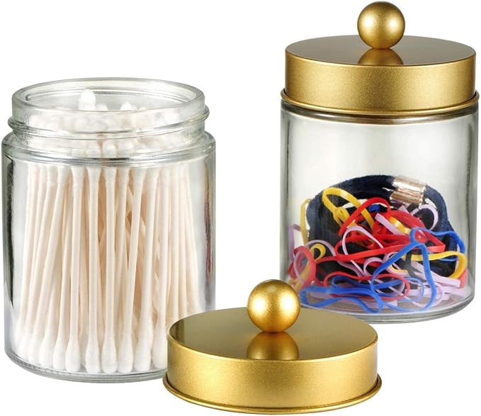 Amolliar 6Pc Apothecary Jars Bathroom Vanity Organizer- Rustic Farmhouse Decor - Image 2