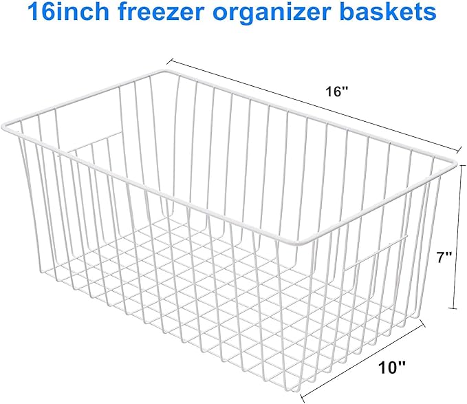 Large Wire Storage Baskets Freezer Organizer Baskets, Farmhouse Metal Wire - Image 7