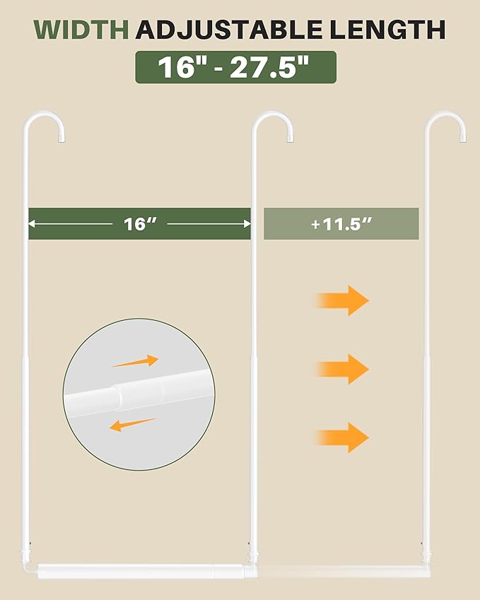 Hanging Closet Rod, 2 Pack Adjustable Height & Width Closet Rods - Image 4