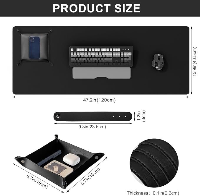 DAWNTREES Dual Sided Desk Mat, Leather Desk Pad, 47.2''x15.8'', Cork Desk Mat - Image 2