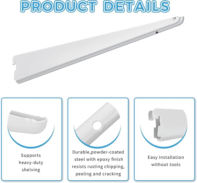 10 Pack 9‑Inch Adjustable Wire Shelf Brackets – Heavy‑Duty Double‑Track Closet - Image 3