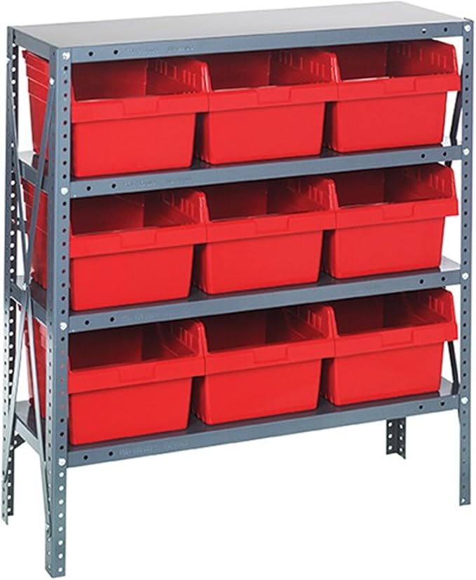 Quantum Storage Systems 1239-SB809RD Solid Heavy Duty 4 Shelves 9 Store-MAX Red by QuantumStorageSystems