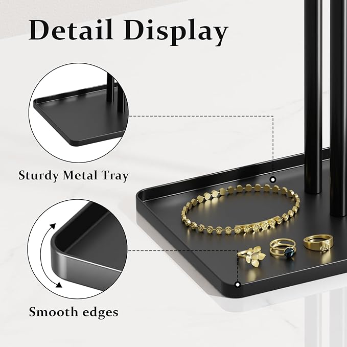 pickpiff Jewelry Stand Organizer, 14.5" Tall Sturdy Metal, 3-Tier Jewelry Holder - Image 5