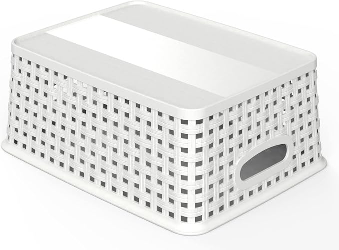 WYT 12-Pack Plastic Small Shelf Storage Weave Baskets - Image 3