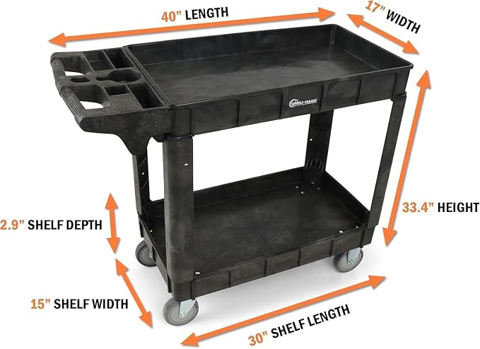 Rolling Utility Cart on Wheels, Heavy Duty Tool - Image 2