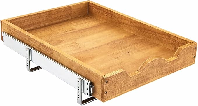 DINDON Pull Out Cabinet Organizer 1 Tier, Single Tier Oak Wood Under Cabinet by DINDON