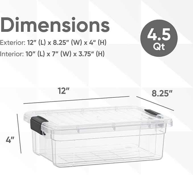 Superio Storage Bins with Lids- 6 Pack, 4.5 Qt Clear Boxes - Image 2