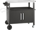 Dining Cart Table with Big Storage Cabinet, Movable Outdoor BBQ Grill Table by DNKMOR