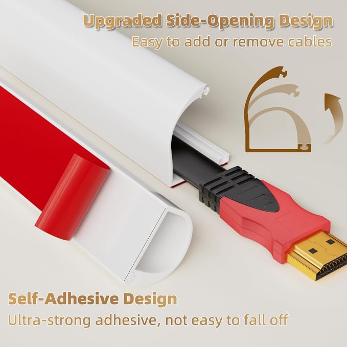 118" Side Open One Cord Hider for Wall Mounted Tv, Extension Cable Cover to - Image 3