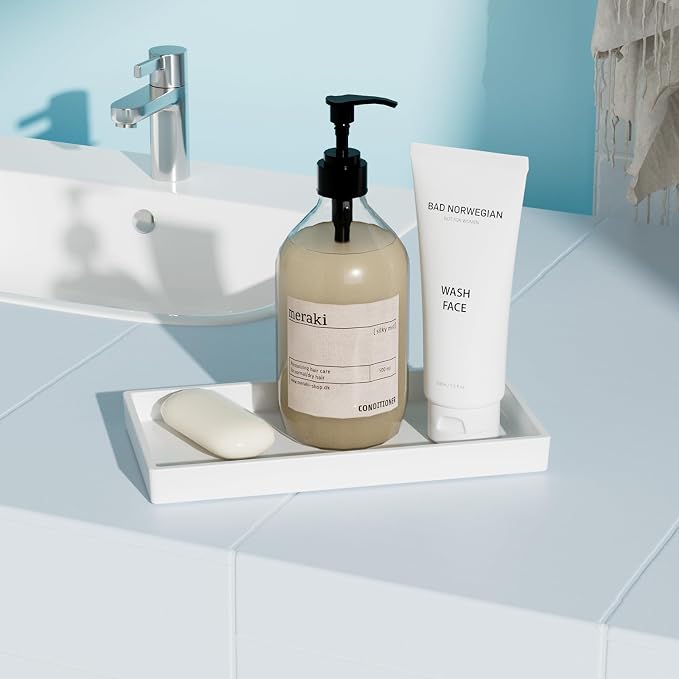 Vanity and Bathroom Tray, 7.7" ABS Countertop Organizer, Waterproof Vanity Tray - Image 4