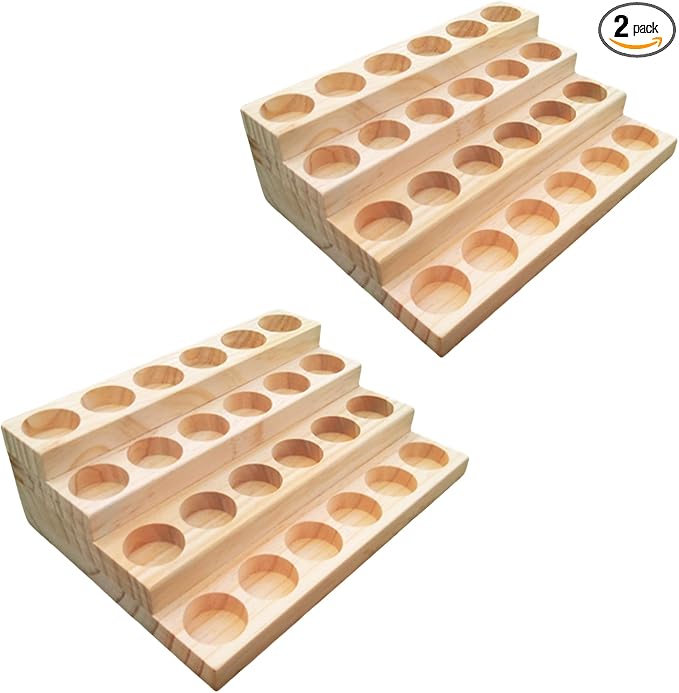 2 Pack Solid Wood Essential Oil Organizer 4 Layer Essential Oils Racks Tabletop by LONG+TAO