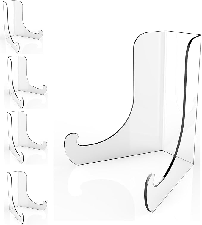 Boloyo Flat Back Acrylic Plate Display Stand, 4.5 Inch 5PC Clear Acrylic by BoloyoAcrylicDisplayEasel
