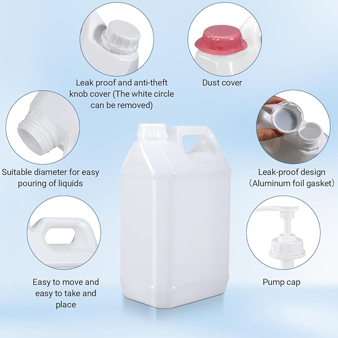 1 Gallon Plastic F-Style Jug Reusable Food-Safe, Heavy-Duty HDPE Containers - Image 3