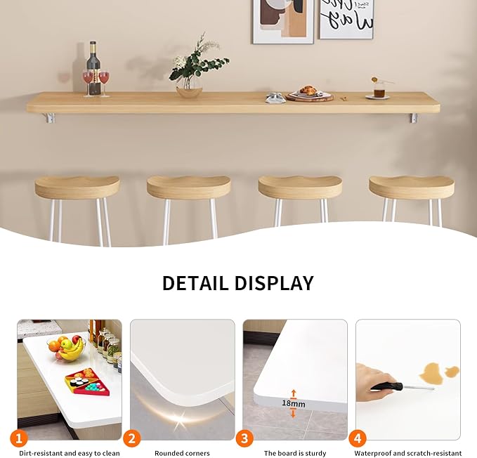 Wall Mounted Folding Wood Table, Folding Table - Image 4