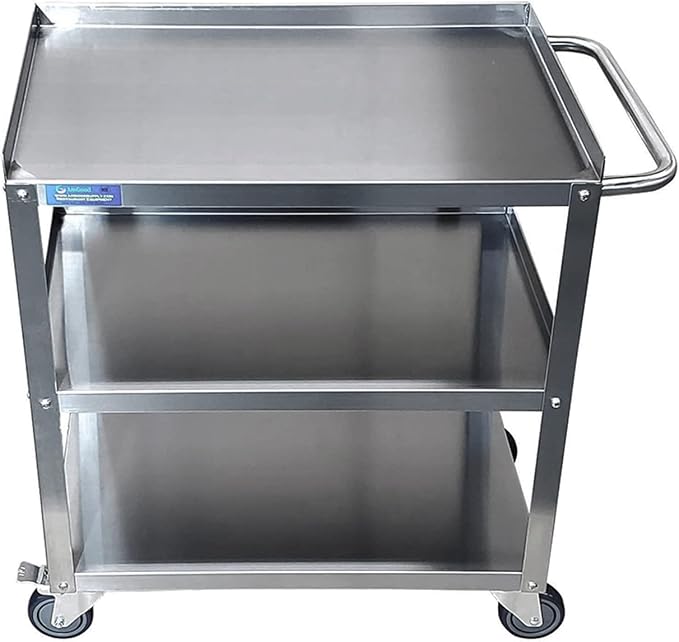 18 in. Wide X 28 in. Long X 33 in High | 3 Shelf Metal Utility Cart on Wheels by AmGood