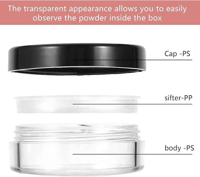 4pcs 10ml/0.34oz Plastic Empty Travel Small Loose Powder Compact Refillable - Image 3