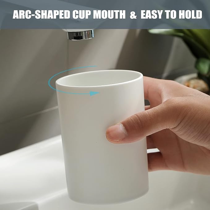 PP 2PCS Reusable Unbreakable Toothbrush Cup 10.5oz/300ml Mouthwash Holder - Image 4