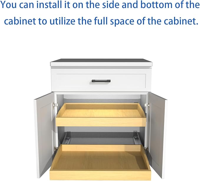 Wooden Pull out Cabinet Organizer 18" W x 21" D x 4.3" H, Heavy Duty Slide Out - Image 4