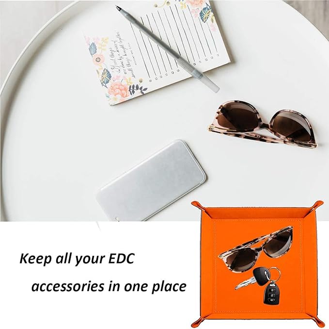 siduater Valet Tray Desktop Storage Organizer, Vegan Leather Catchall Bedside - Image 5
