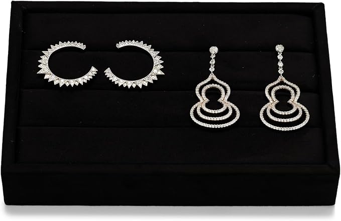 Black Velvet 3-Slots Jewelry Ring Display Tray Showcase Small Jewelry Display by Woodten