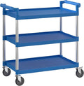 Blue Utility/Bussing Cart with Three Shelves by Krollen+Industrial