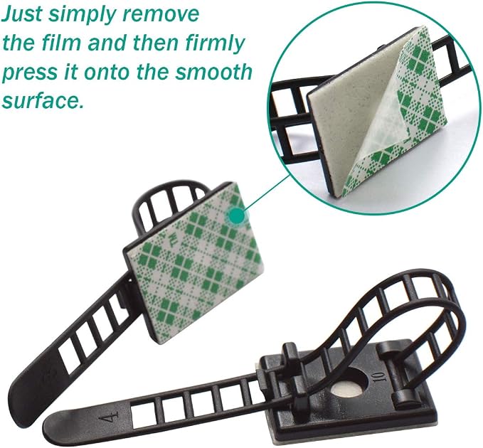 200 Pieces Cable Management Desk Wire Organizer Cable Ties Zip Ties Adhesive - Image 5