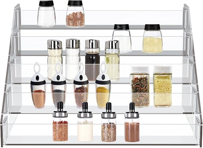 WUIVIUT Spice Rack Organizer For Cabinet, 1 4/5 in/Tier Acrylic Tiered Spice by WUIVIUT