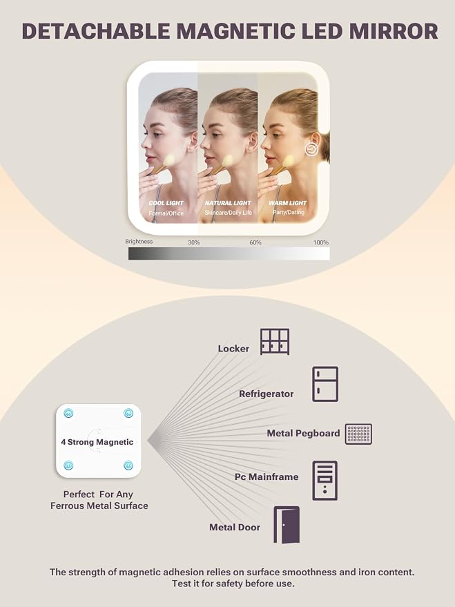 Qislee Makeup Box with Drawer and A Detachable Lighted Mirror, Waterproof - Image 2