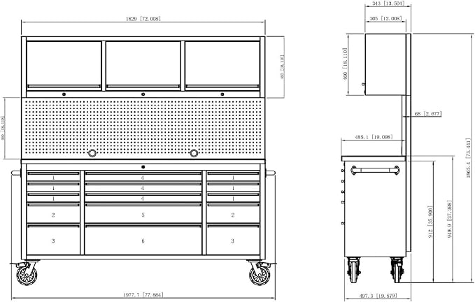 CT Copper Tailor 72-inch Tool Chest Cabinet Rolling Garage Workbench - Image 2