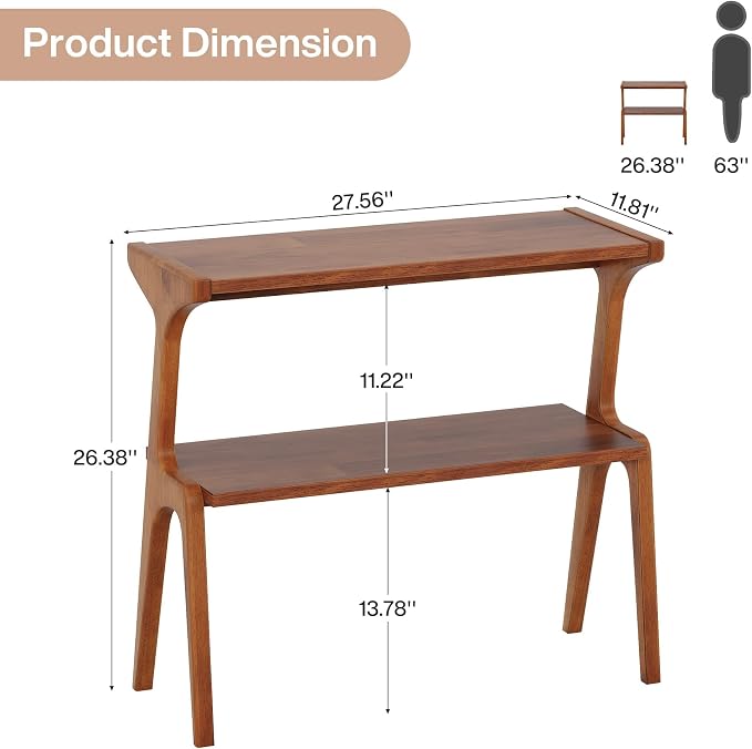 Solid Wood End Table, 2-Tier Side Table - Image 2