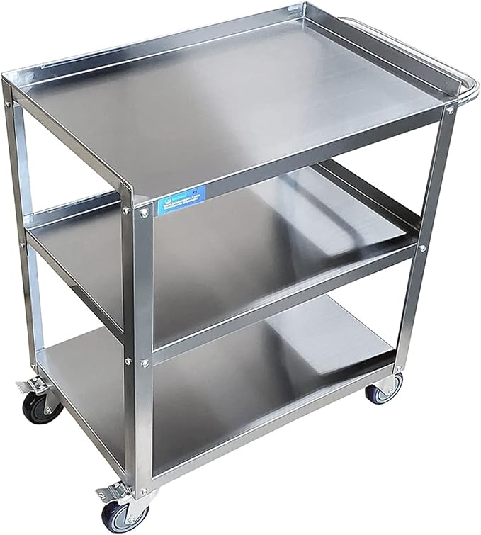 15 in. Wide X 24 in. Long X 33 in High | 3 Shelf Metal Utility Cart on Wheels - Image 3