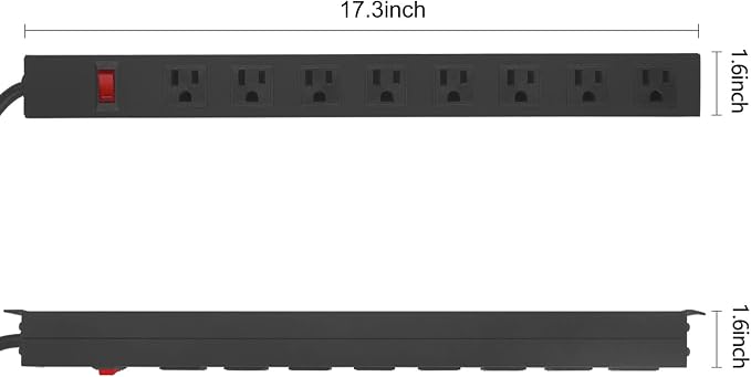 2Pack Metal 8 Outlet Mountable Power Strip, Wall Mount Outlet Heavy Duty - Image 3
