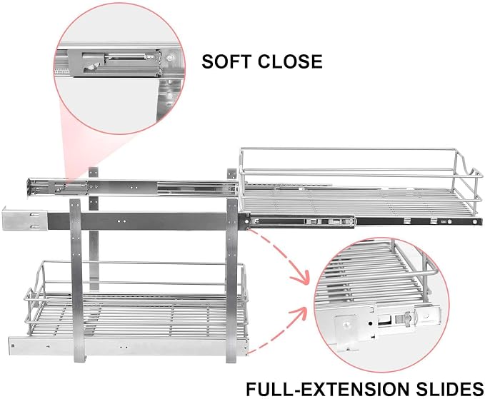 2 Tier Pull Out Cabinet Organizer, Soft Close Slide Out Drawer - Image 6