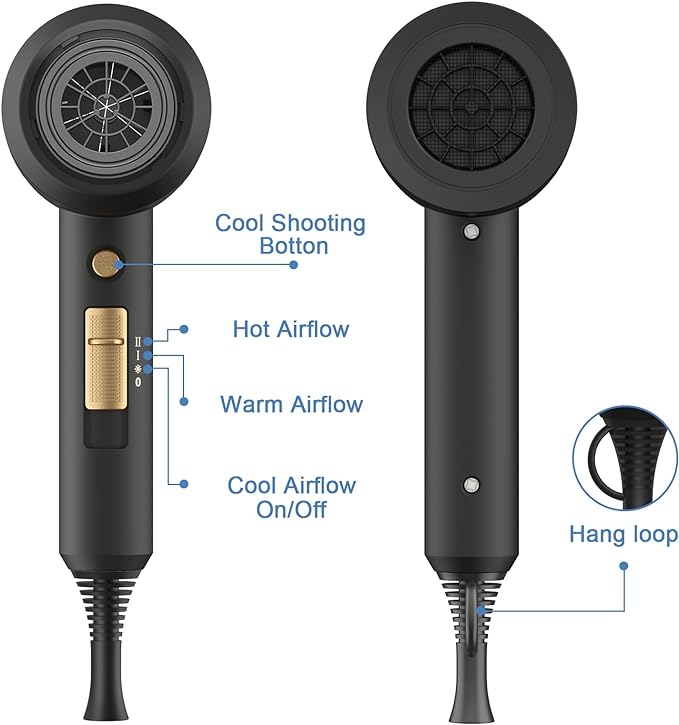slopehill Professional Ionic Hair Dryer, Powerful 1800W Fast Drying Low Noise - Image 4