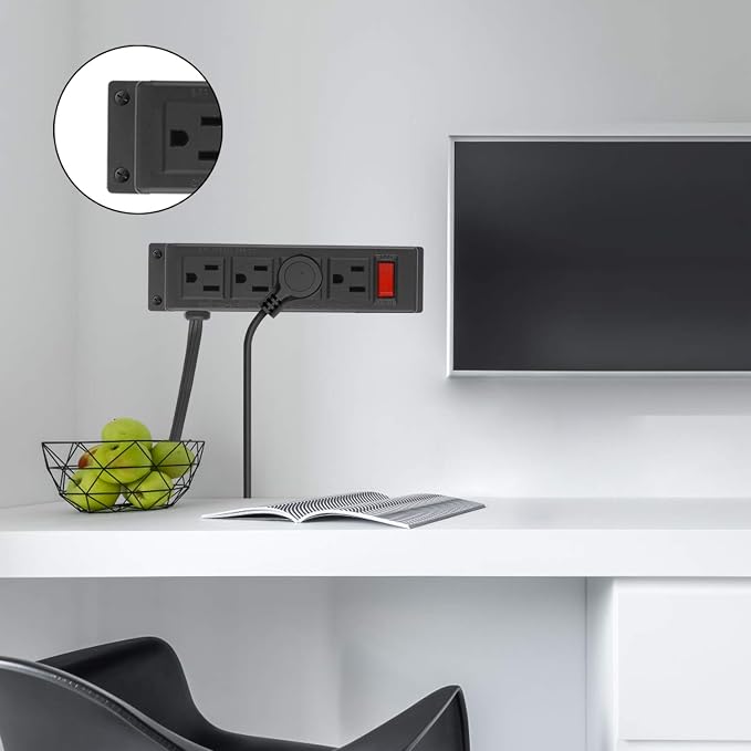 2Pack Wall Mount Power Outlet Strip, 4 Outlet Mountable Power Strip - Image 6