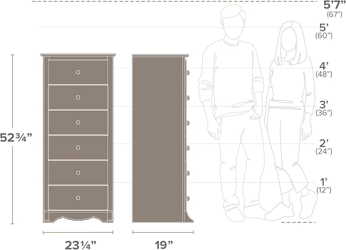 Prepac Sonoma 6 Drawer Dresser for Bedroom, Tall Chest of Drawers, Bedroom - Image 4