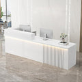 Receptionist Desk with LED Light，Wooden Salon Checkout Counter with Storage by Unknown