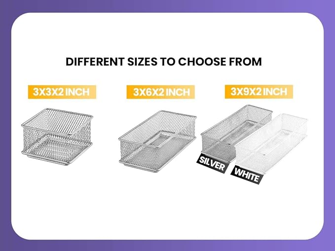 YBM HOME Silver Mesh Drawer Organizer and Storage - Image 7