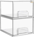 Vtopmart 2 Pack Small Clear Stackable Storage Drawers, Acrylic Bathroom Makeup by Vtopmart