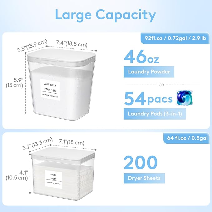Lifewit 3+1 Laundry Pods Container & Dryer Sheet Holder, Large Powder Detergent - Image 4